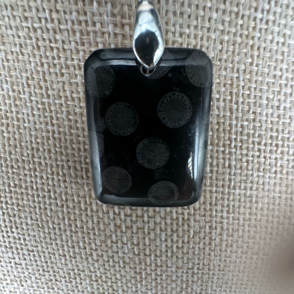 Black Coral Fossil Pendant Necklace on Black Satin Rope - Picture 14 of 14